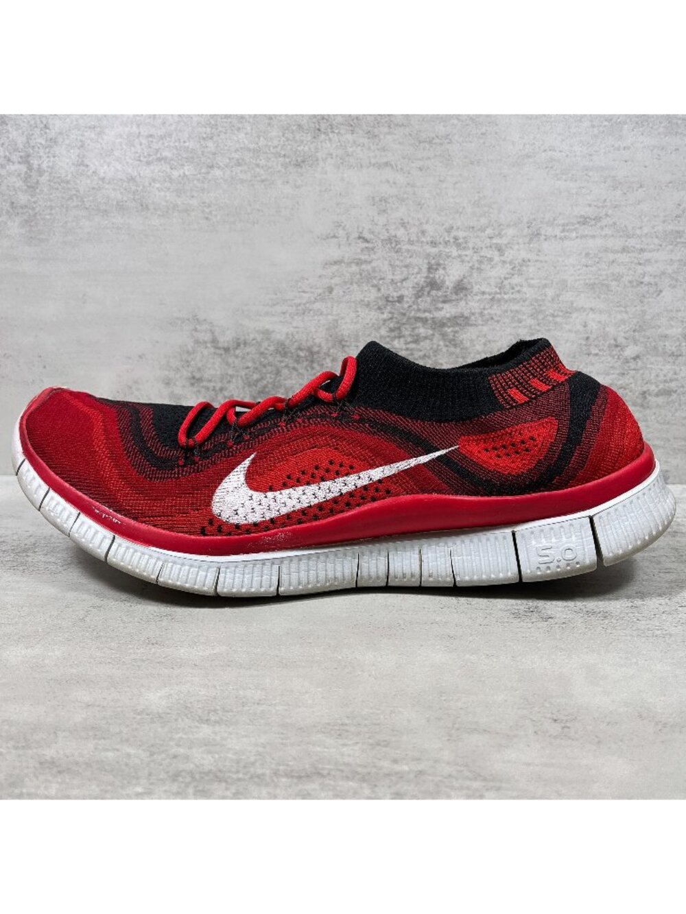 Nike Free Flyknit 5.0 Running Shoes - Men's Size 10 - Red Black